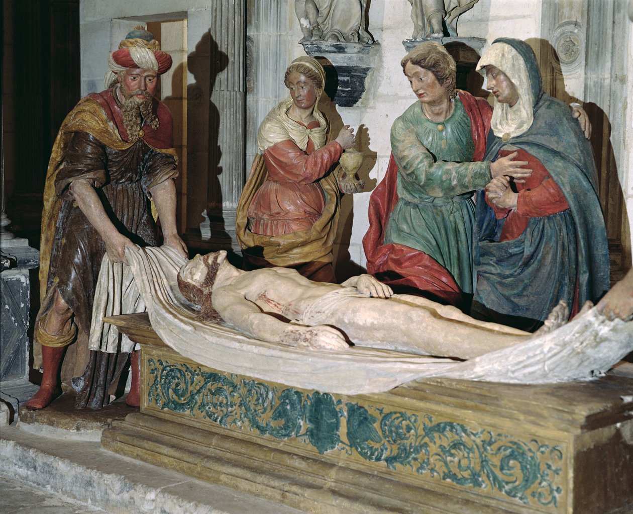 Entombment (पॉलीक्रोम लकड़ी) द्वारा फ्रेंच स्कूल
