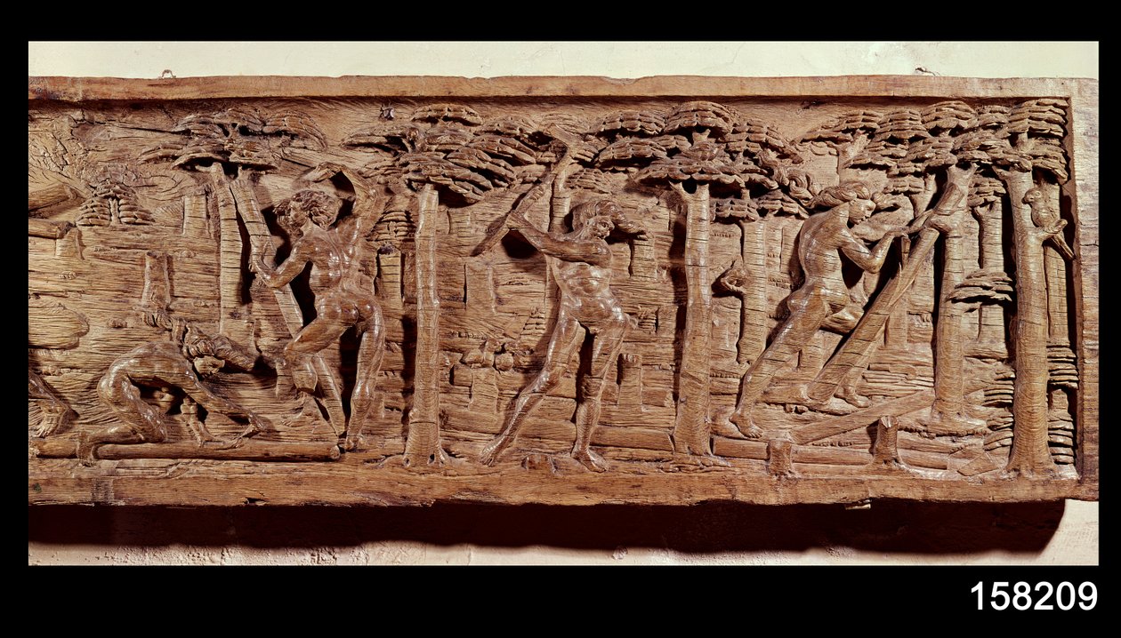 ब्राजील से लकड़ी का व्यापार, c.1550 (लकड़ी) द्वारा फ्रेंच स्कूल