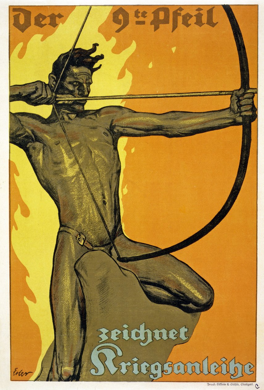 9 वें तीर, युद्ध बंधन पब खींचता है। स्टटगार्ट में, c.1917 द्वारा फ्रिट्ज ईरियर