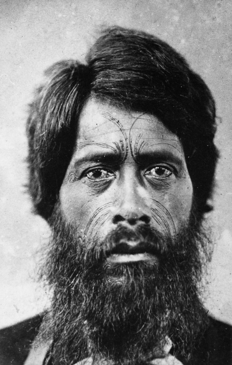 मैन विद फेशियल &39;ते मोको&39; टैटू, 1860 द्वारा जीडब्ल्यू बिशप