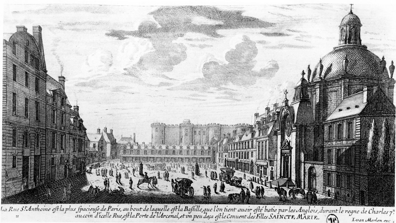 Rue सेंट एंटोनी, बैस्टिल एंड द कॉन्वेंट ऑफ द एक्सपैंडिंस, पेरिस, c.1660-70 द्वारा गेब्रियल पेरेल