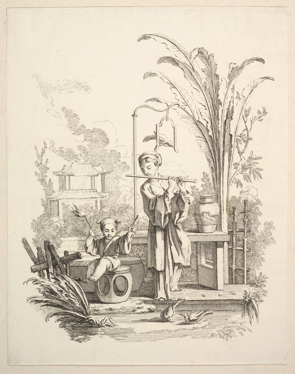 बांसुरी वादक और एक बाल टिमपनिस्ट, सीए। 1742. द्वारा गेब्रियल ह्यूक्वियर