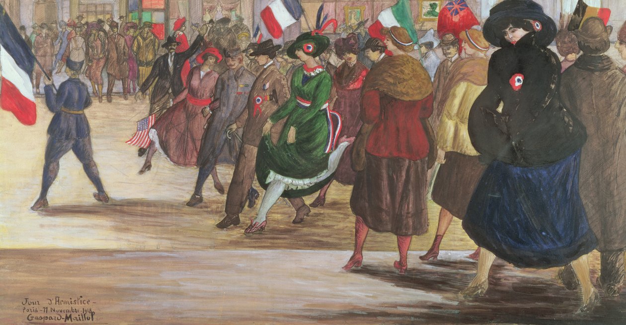 आर्मिस्टिस डे, पेरिस, 11 नवंबर 1918 (कागज पर पेंसिल और गौचे) द्वारा गैसपार्ड Maillol