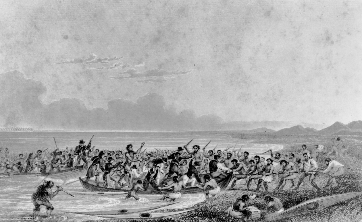 एस्क्विमाक्स पिलिंग फ्रेंकलिन अभियान नावें, 1826 द्वारा जॉर्ज बैक