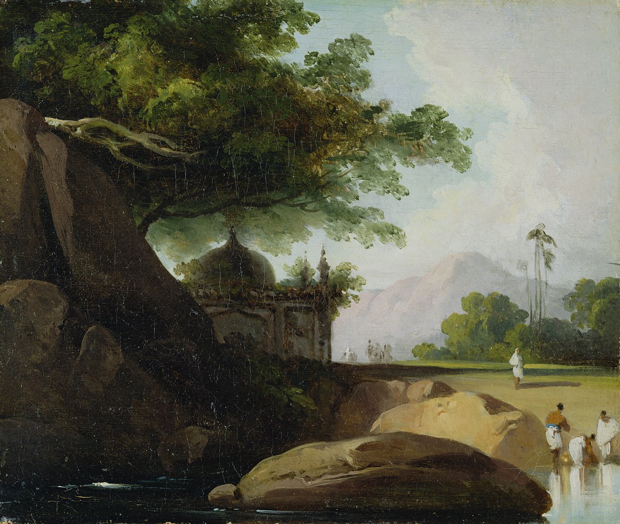 इंडियन लैंडस्केप विद टेंपल, c.1815 द्वारा जॉर्ज चिन्नारी