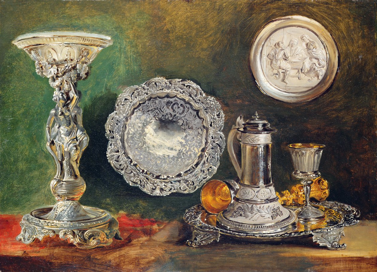 ए स्टिल लाइफ ऑफ सिल्वर, c.1833 द्वारा जॉर्ज लांस