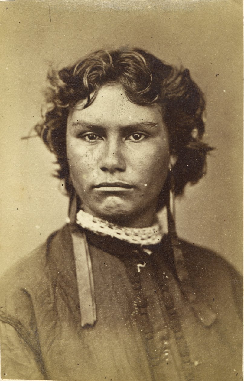 माओरी, यंग लेडी, c.1865 (एल्बम प्रिंट) द्वारा जॉर्ज पुलमैन