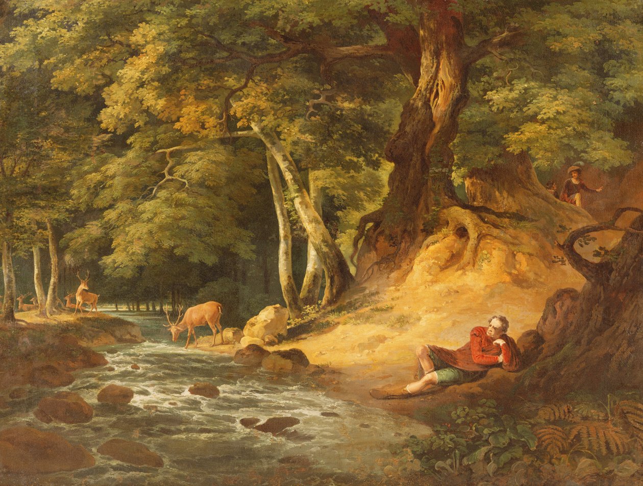 जैक्स एंड द वाउंडड स्टैग, 1790 द्वारा जॉर्ज रोमनी