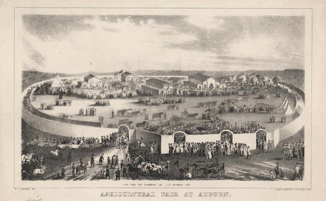 औबर्न में कृषि मेला, जी। डब्ल्यू। डब्ल्यू। डब्ल्यू। एंडिकॉट, 1844 द्वारा लिथो द्वारा जॉर्ज टी। सैनफोर्ड