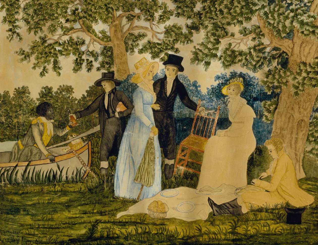 फिशिंग पार्टी, सी। 1815 (वॉव पेपर पर वाटर कलर) द्वारा मोरलैंड के बाद जॉर्ज