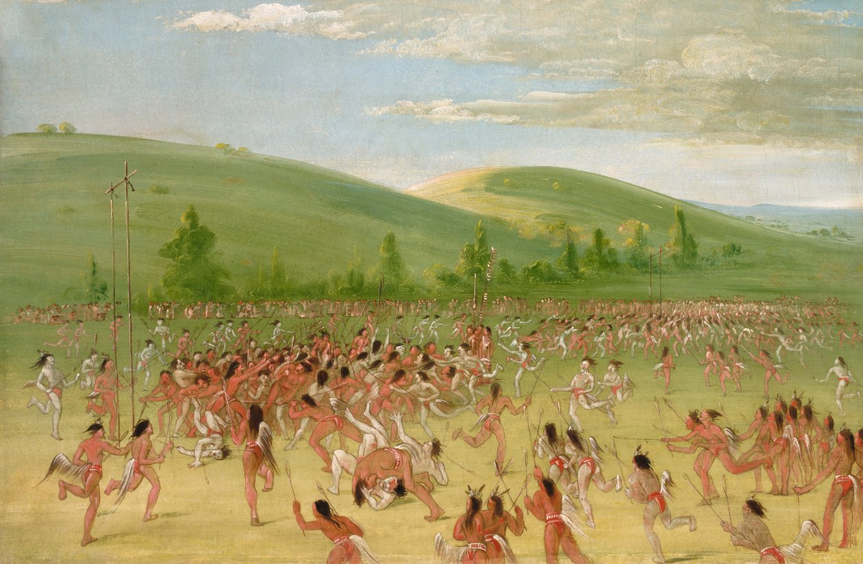 चॉक्टॉव का बॉल-प्ले - बॉल अप, 1834-1835। द्वारा जॉर्ज कैटलिन