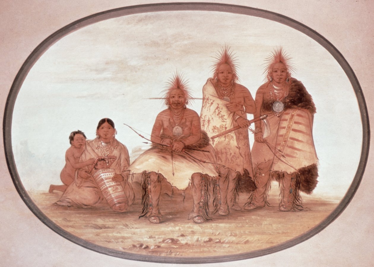 पावनी वारियर्स, c.1832 (कलर लिथो) द्वारा जॉर्ज कैटलिन
