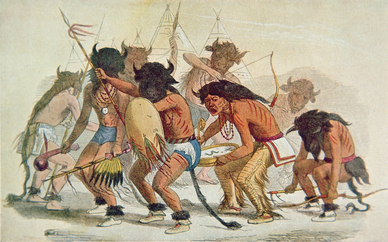 Sioux भैंस नृत्य (रंग लिथो) द्वारा जॉर्ज कैटलिन