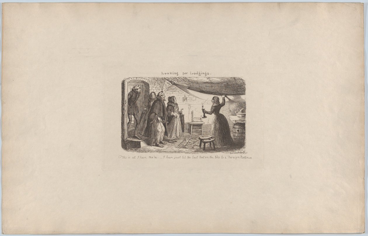 लॉजिंग की तलाश में, 1851, 1851। द्वारा जॉर्ज क्रूइशांक