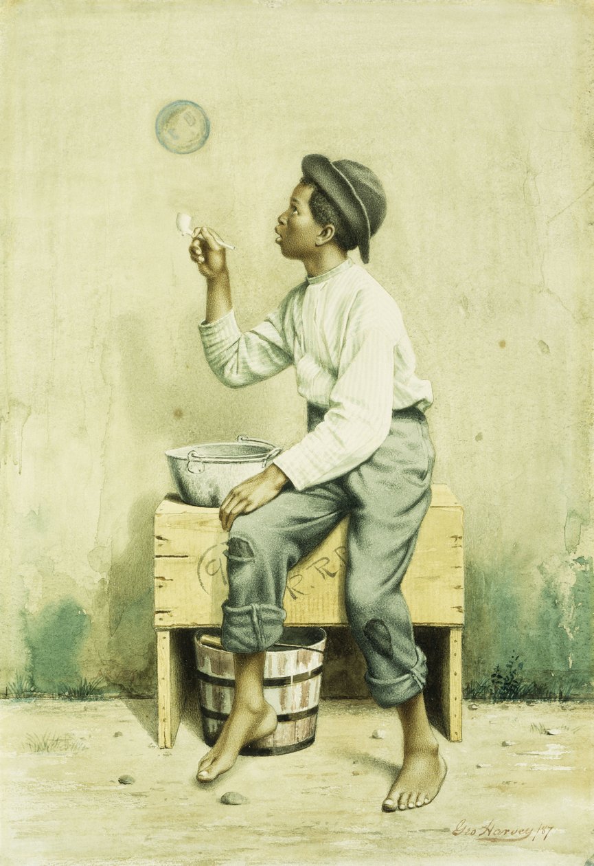 ब्लैक बॉय ब्लोइंग बबल, 1887 द्वारा जॉर्ज हार्वे