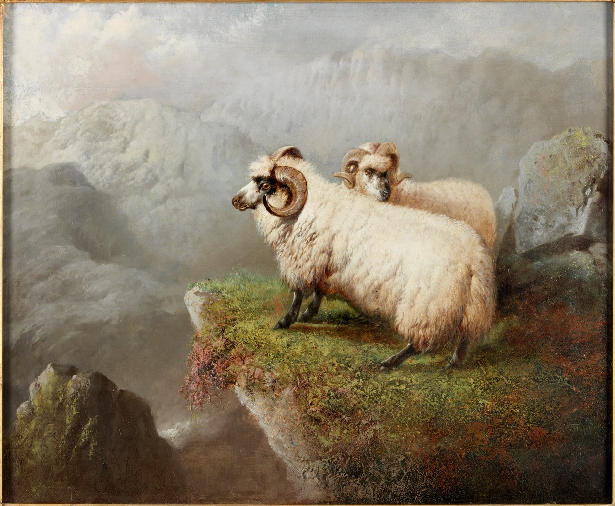 भेड़ एक चट्टान पर, c.1865-68 द्वारा जॉर्ज हेपर