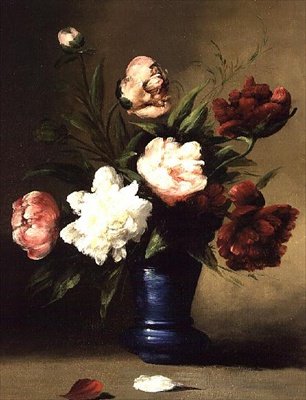 एक नीले फूलदान में Peonies द्वारा जर्मेन रिबोट