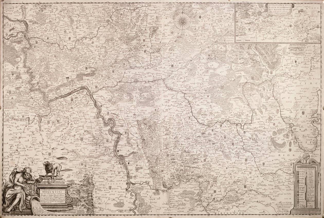 आर्कबिशप्रिक और मेन्ज के निर्वाचक मंडल का मानचित्र, सी। 1695 द्वारा जर्मन स्कूल