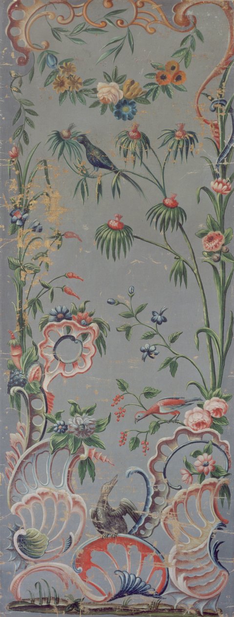 ऑयलक्लोथ वॉलपेपर, c.1760-70 द्वारा जर्मन स्कूल