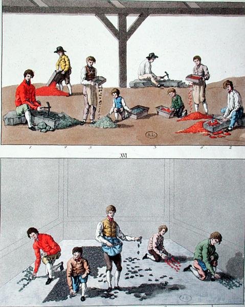 बच्चे फ़र्श, c.1810 (कलर लिथो) द्वारा जर्मन स्कूल