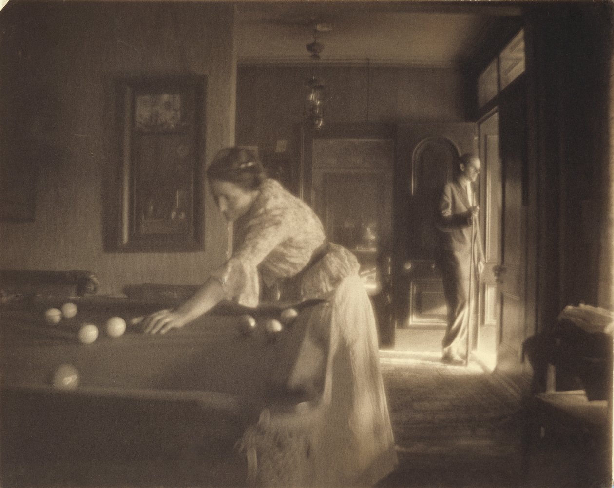 द बिलियार्ड गेम, c.1907 (प्लैटिनम प्रिंट) द्वारा गर्ट्रूड चीज बीयर