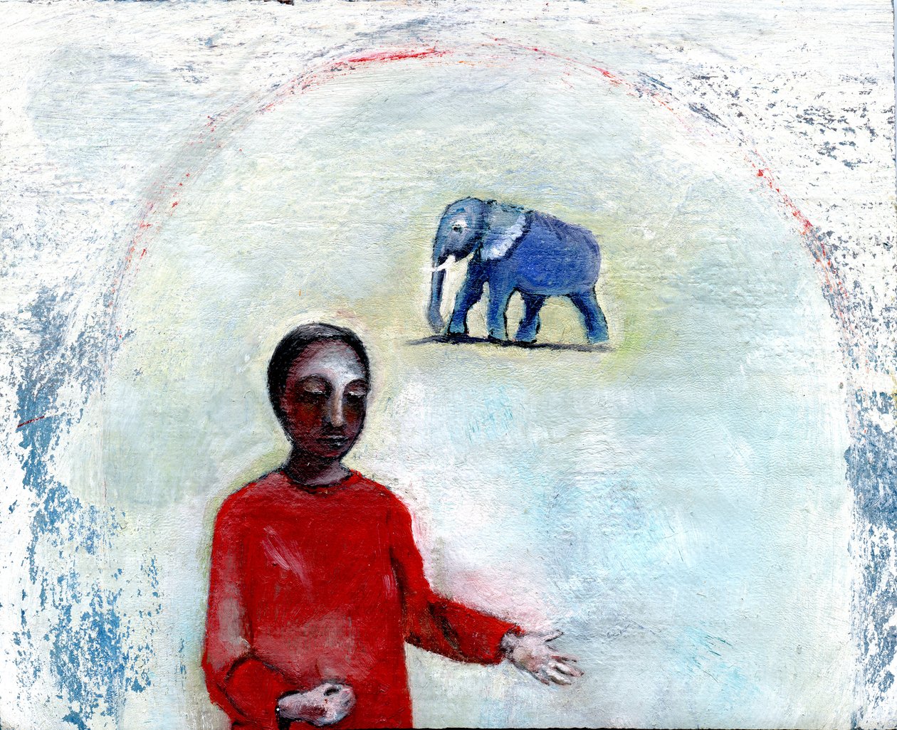 ब्लू एलिफेंट डे, 2004, (लिनन पर तेल) द्वारा गिगी सडबरी