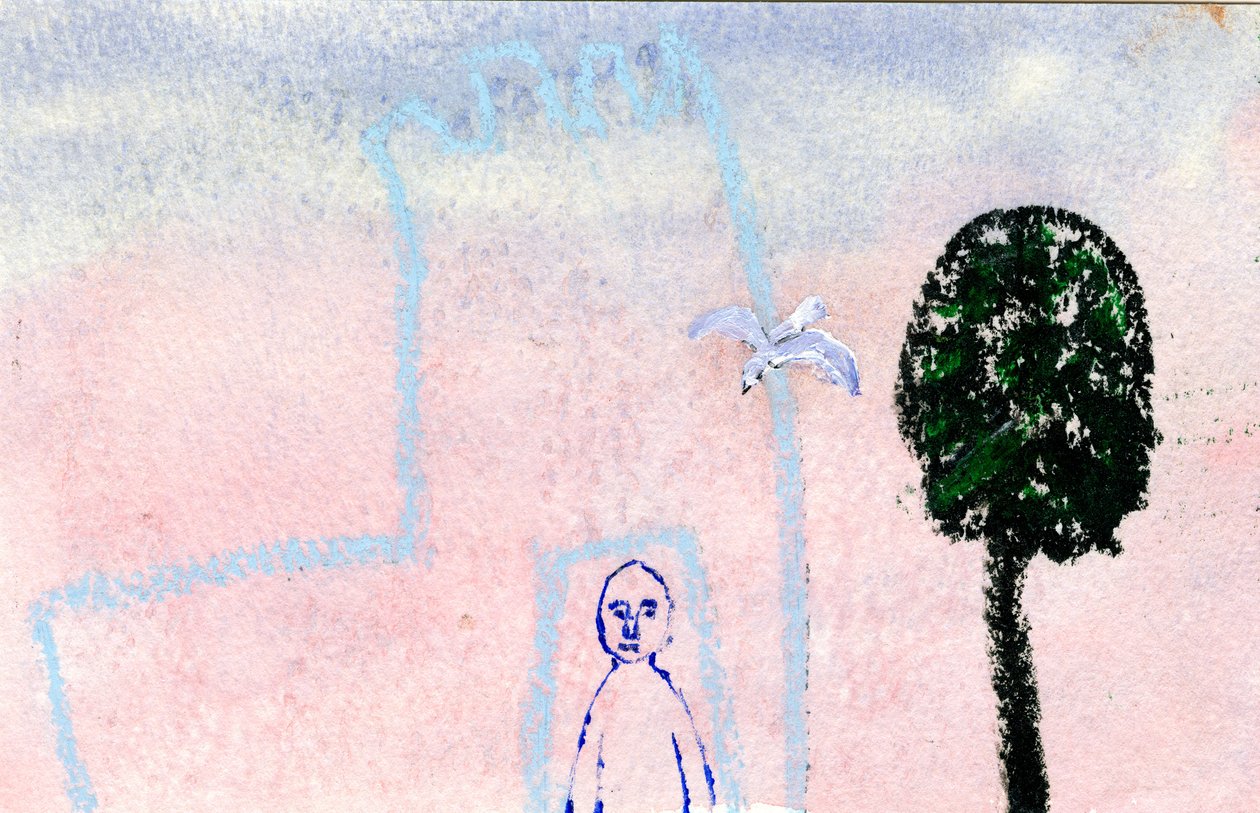 माई कैसल, ए सीगल एंड ए साइप्रस ट्री, 2005, (मिश्रित मीडिया) द्वारा गिगी सडबरी