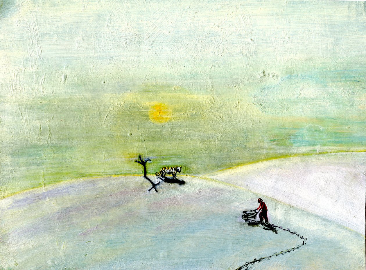 माई व्हीलब्रो एंड द स्नो टाइगर, 2004, (कागज पर तेल) द्वारा गिगी सडबरी