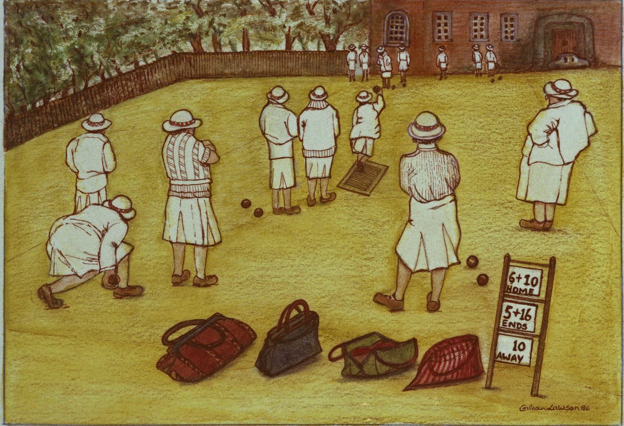 बॉलिंग, 1988 (कागज पर वाटर कलर) द्वारा गिलियन लॉसन