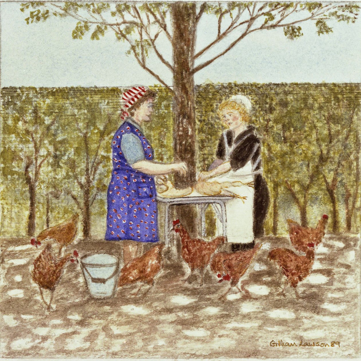 Coq au Vin, 1989 (कागज पर पानी के रंग) द्वारा गिलियन लॉसन