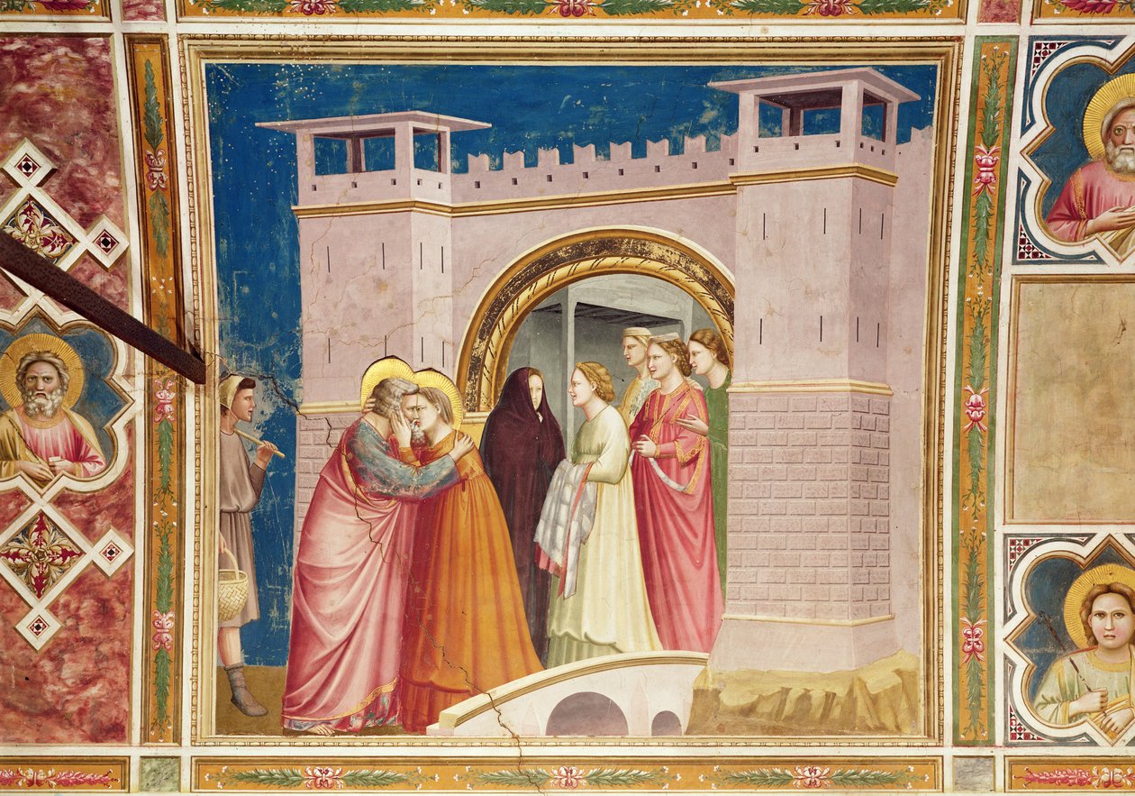 गोल्डन गेट पर जोआचिम और ऐनी की बैठक, c.1305 (102740 und 68796 देखें) द्वारा गियोटो डि बॉन्डोन