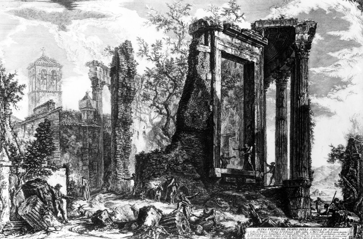 &39;व्यू ऑफ रोम&39; श्रृंखला से सिबाइल का मंदिर, टिवोली, c.1760 द्वारा जियोवन्नी बतिस्ता पिरनेसी
