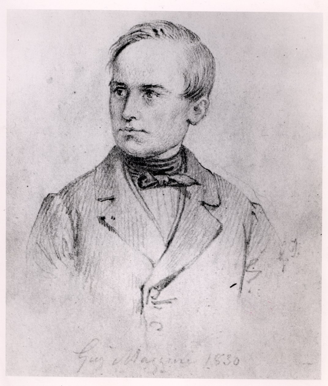 Giuseppe Mazzini (1805-72) 1830 (चारकोल) द्वारा गिउसेप्पे इसोला