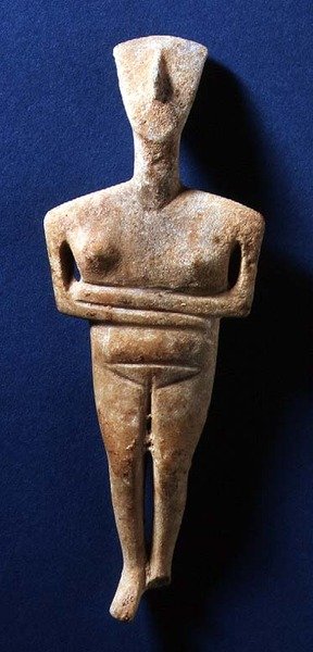 साइक्लेडिक मूर्ति, नक्सोस, c.3000-2000 ईसा पूर्व (संगमरमर) द्वारा यूनानी