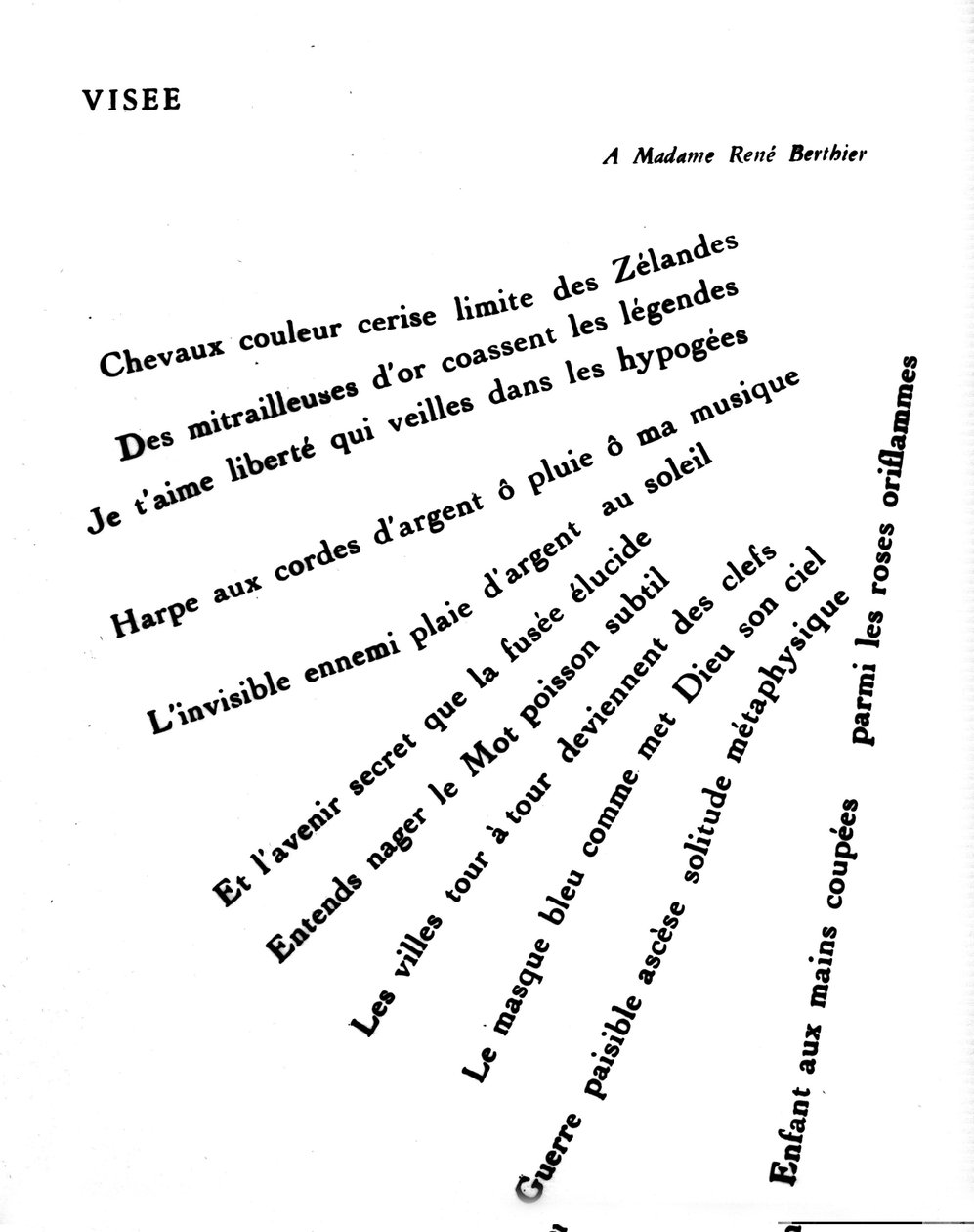 गिलाउम अपोलिनायर द्वारा कैलिग्राम (1880-1918): "" विसे"" द्वारा गिलौम एपोलिनायर
