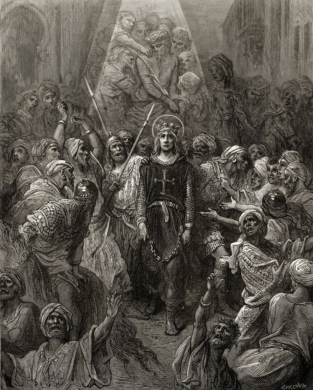 मिस्र में किंग लुई IX (1214-70) कैदी, जेएफ द्वारा &39;बिब्लियोथेक डेस क्राइसिड्स&39; से चित्रण। मिचौड, 1877 द्वारा गुस्ताव डोर