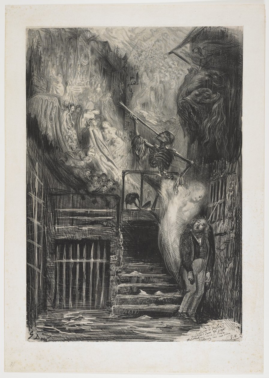 स्ट्रीट ऑफ़ द ओल्ड लालटेन (डेथ ऑफ़ गेरार्ड डी नर्वल), 1855 द्वारा गुस्ताव डोर