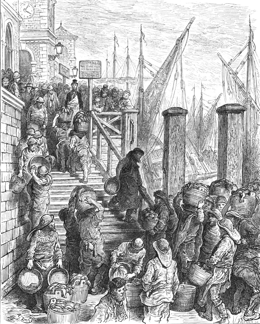 बिलिंग्सगेट - लैंडिंग द फिश, 1872। द्वारा गुस्ताव डोर