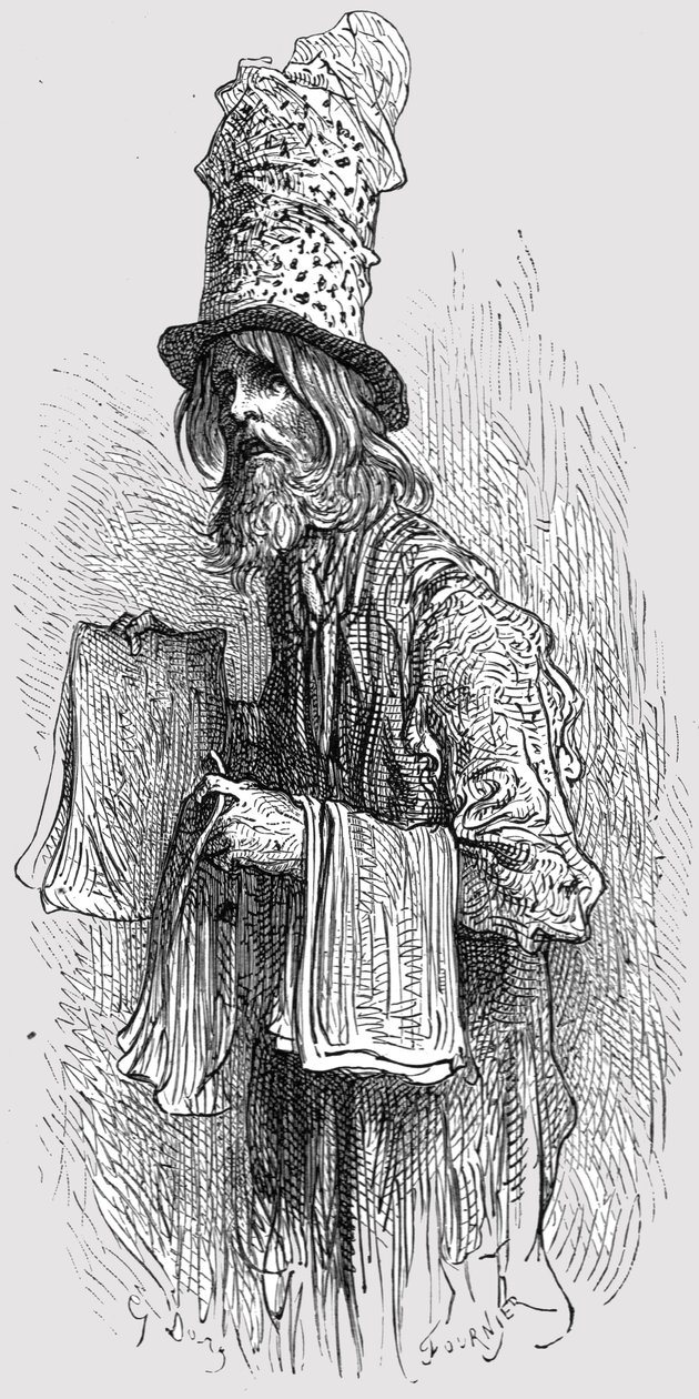 द फ्लाई पेपर मर्चेंट, 1872। द्वारा गुस्ताव डोर
