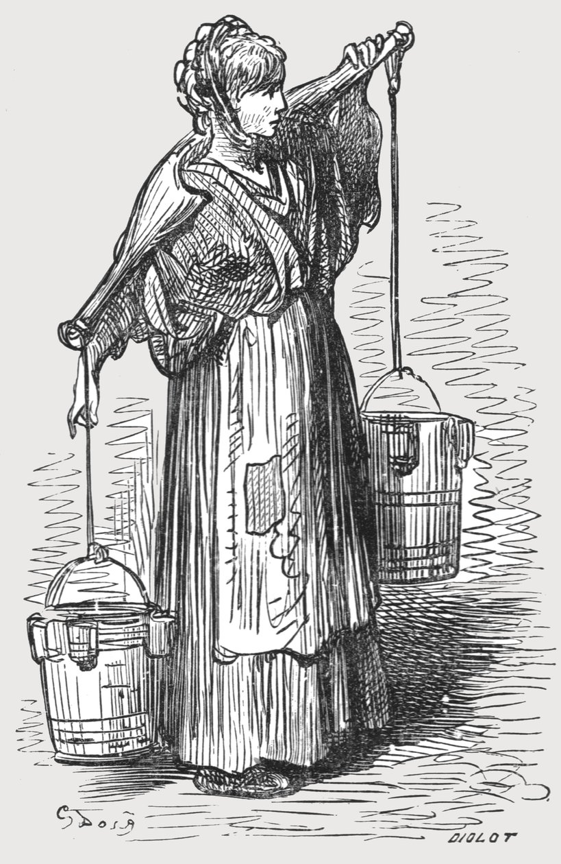 द मिल्क वुमन, 1872। द्वारा गुस्ताव डोर