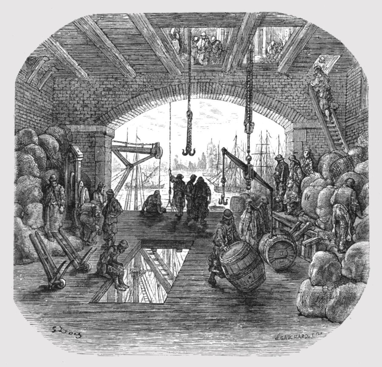टेम्स द्वारा गोदाम, 1872। द्वारा गुस्ताव डोर