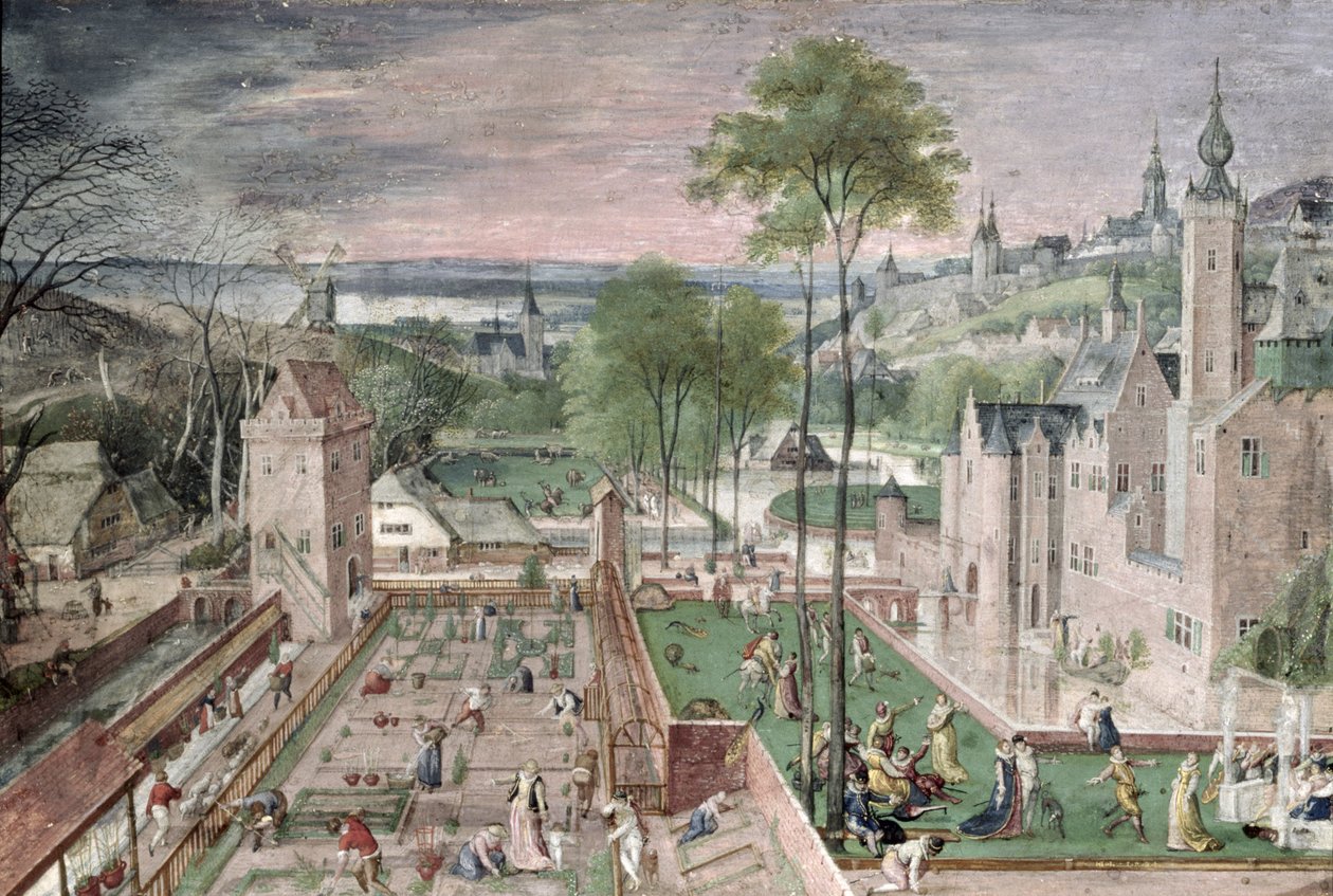 कैसल गार्डन में वसंत, 1584 (बोर्ड पर कागज पर गौचे) द्वारा हंस बोल
