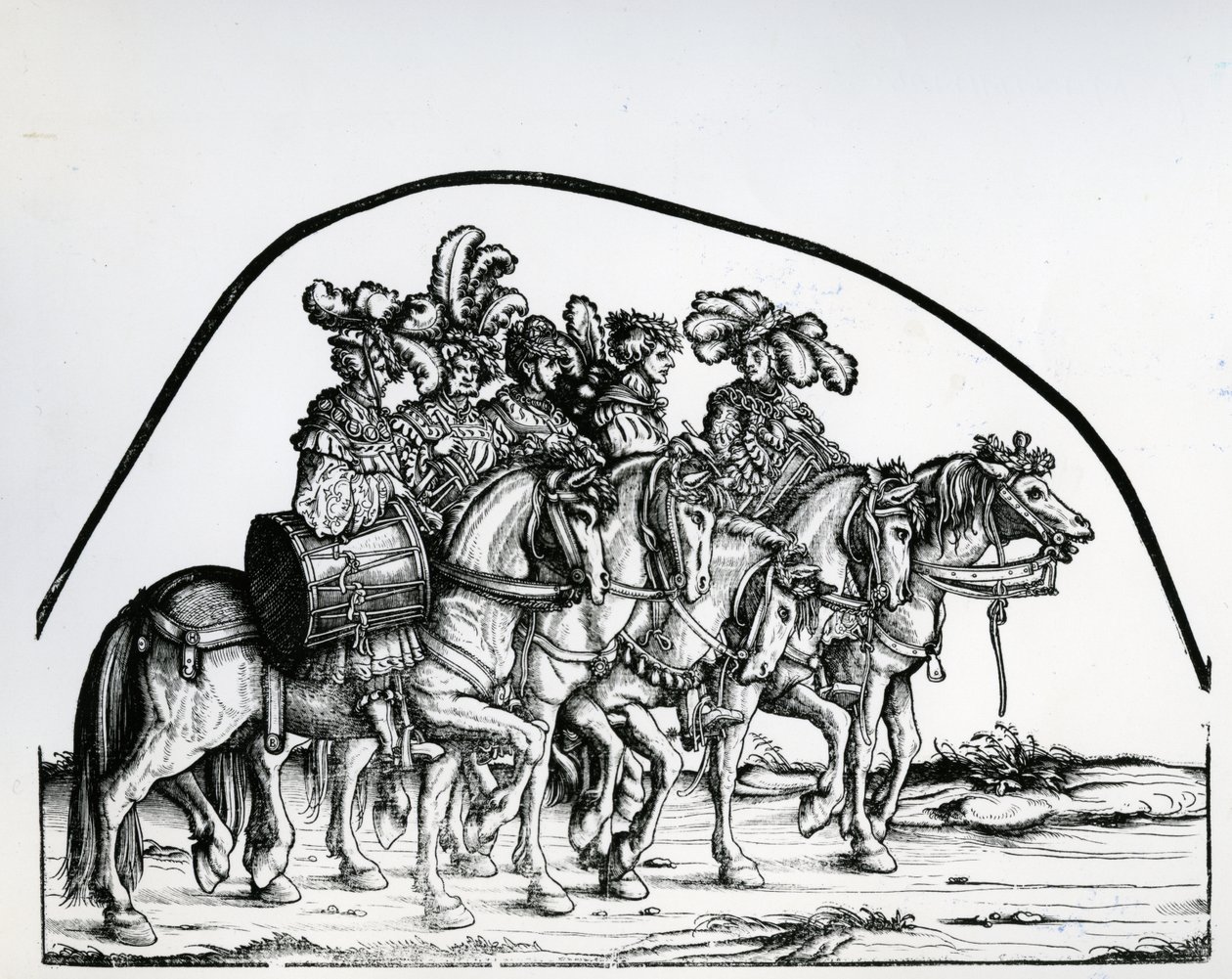 सम्राट मैक्सिमिलियन I के विजयी जुलूस से एक ड्रमर का समूह, c.1517 द्वारा हंस बर्गकमेयर