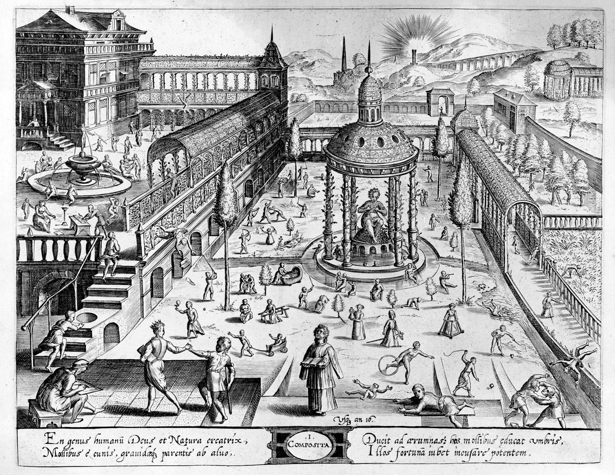जोहान्स वेरिएक्स (1549-c.1618) द्वारा उत्कीर्ण रचना, 1638 में पुनर्मुद्रित हुई द्वारा हंस या जन वेडरमैन डे व्रीस
