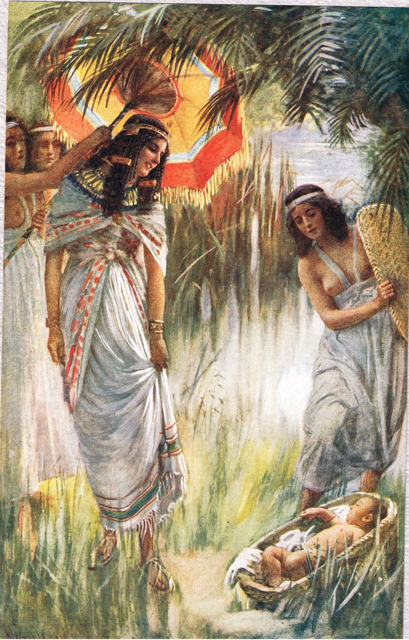 फिरौन की बेटी, द वूमेनियस ट्रैक्ट सोसाइटी, 1927 द्वारा प्रकाशित &39;वूमन ऑफ द बाइबल&39; से दृष्टांत द्वारा हेरोल्ड मैथुन