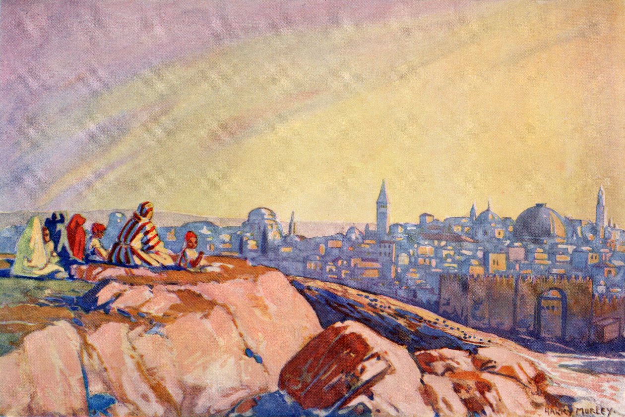 गोलगोथा से देखा गया यरूशलेम का दृश्य, c.1910 द्वारा हैरी मॉर्ले