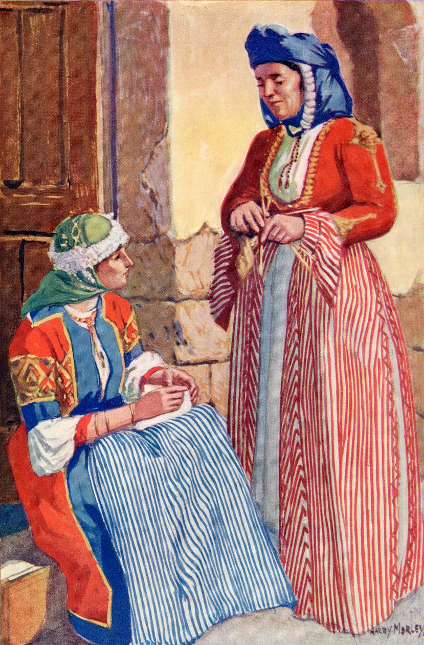 गाला ड्रेस में नाज़रेथ की महिलाएं, c.1910 द्वारा हैरी मॉर्ले