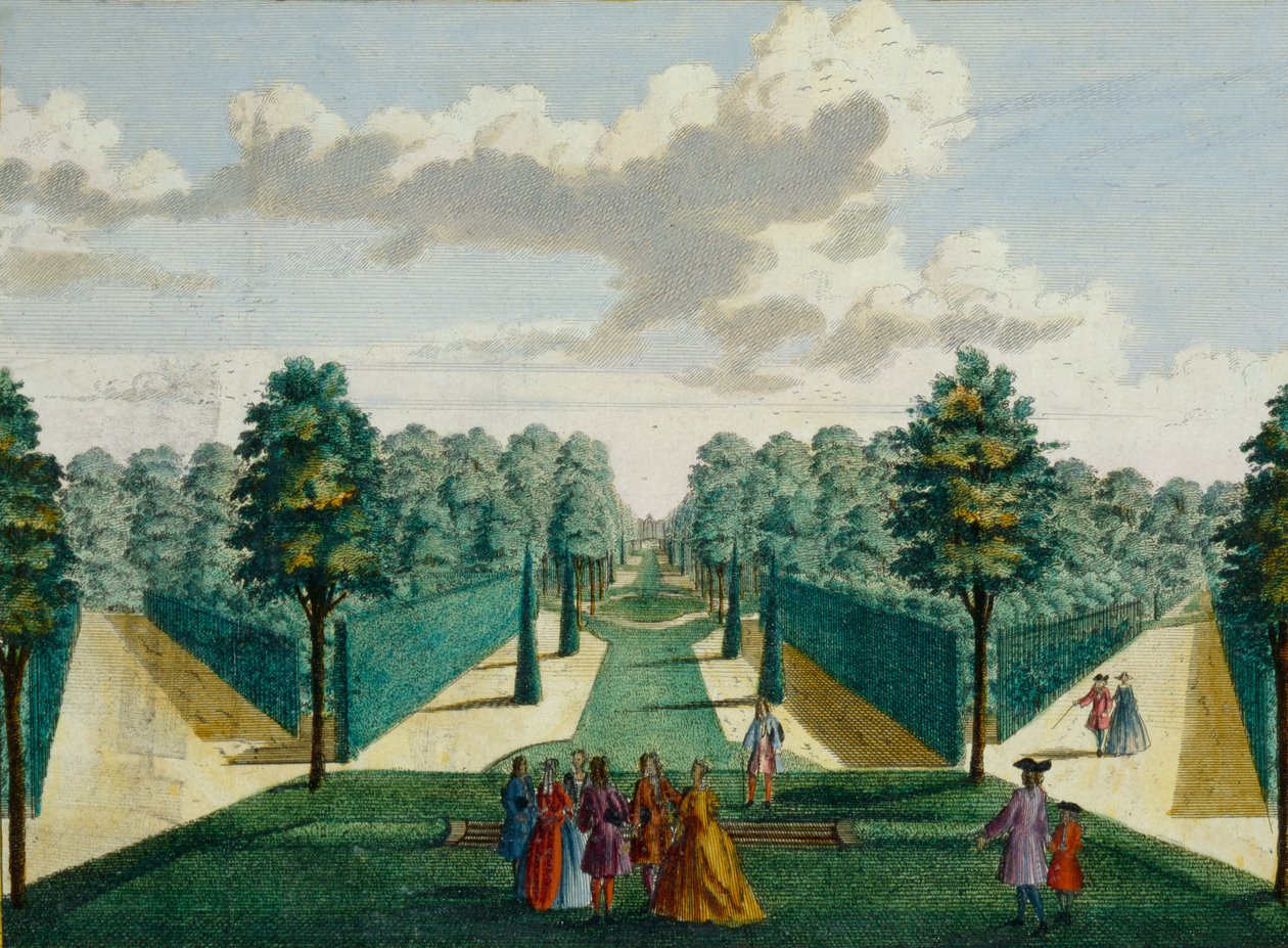 गार्डन के लिए डिज़ाइन, c.1700 द्वारा हेंड्रिक डे और ब्रोयरियस वान निडेक, मैथ्यूस लेथ