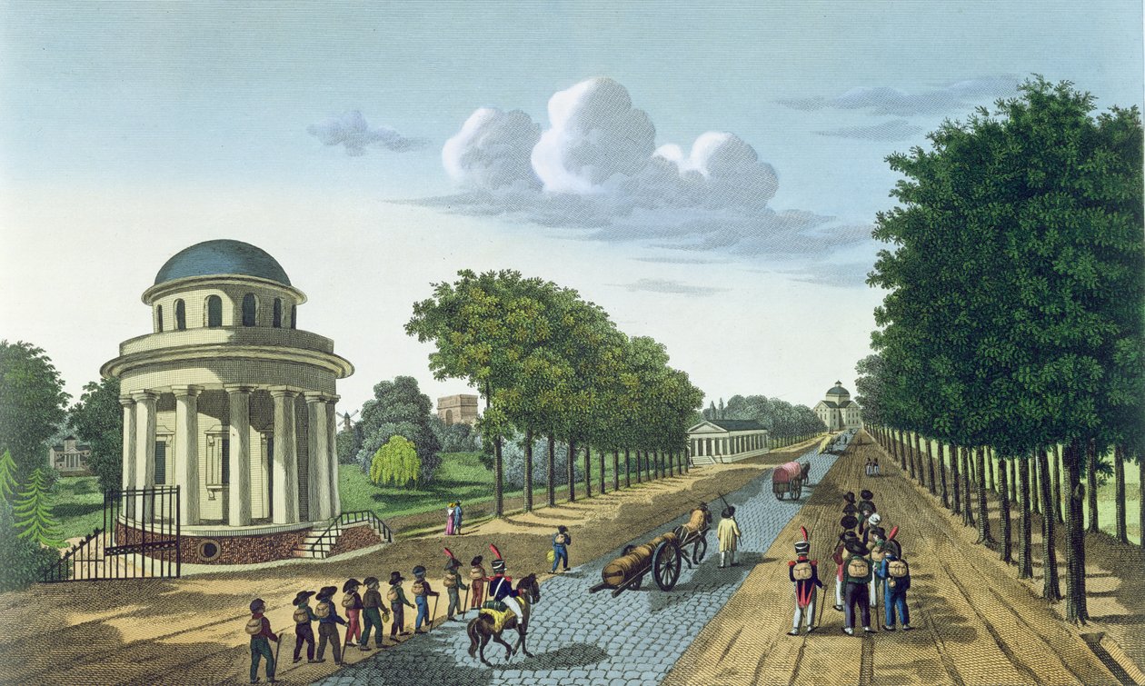 Parc Monceaux, c.1815-20 (रंग उत्कीर्णन) द्वारा हेनरी कौरवोइज़ियर-वोइसिन
