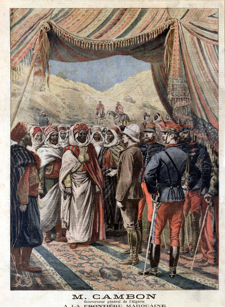 जूल्स कंबोन (1845-1935) मोरक्को सीमा पर अल्जीरिया के गवर्नर जनरल 1871-1897, &39;ले पेटिट जर्नल&39; से चित्रण 9 मई 1897 द्वारा हेनरी मेयर